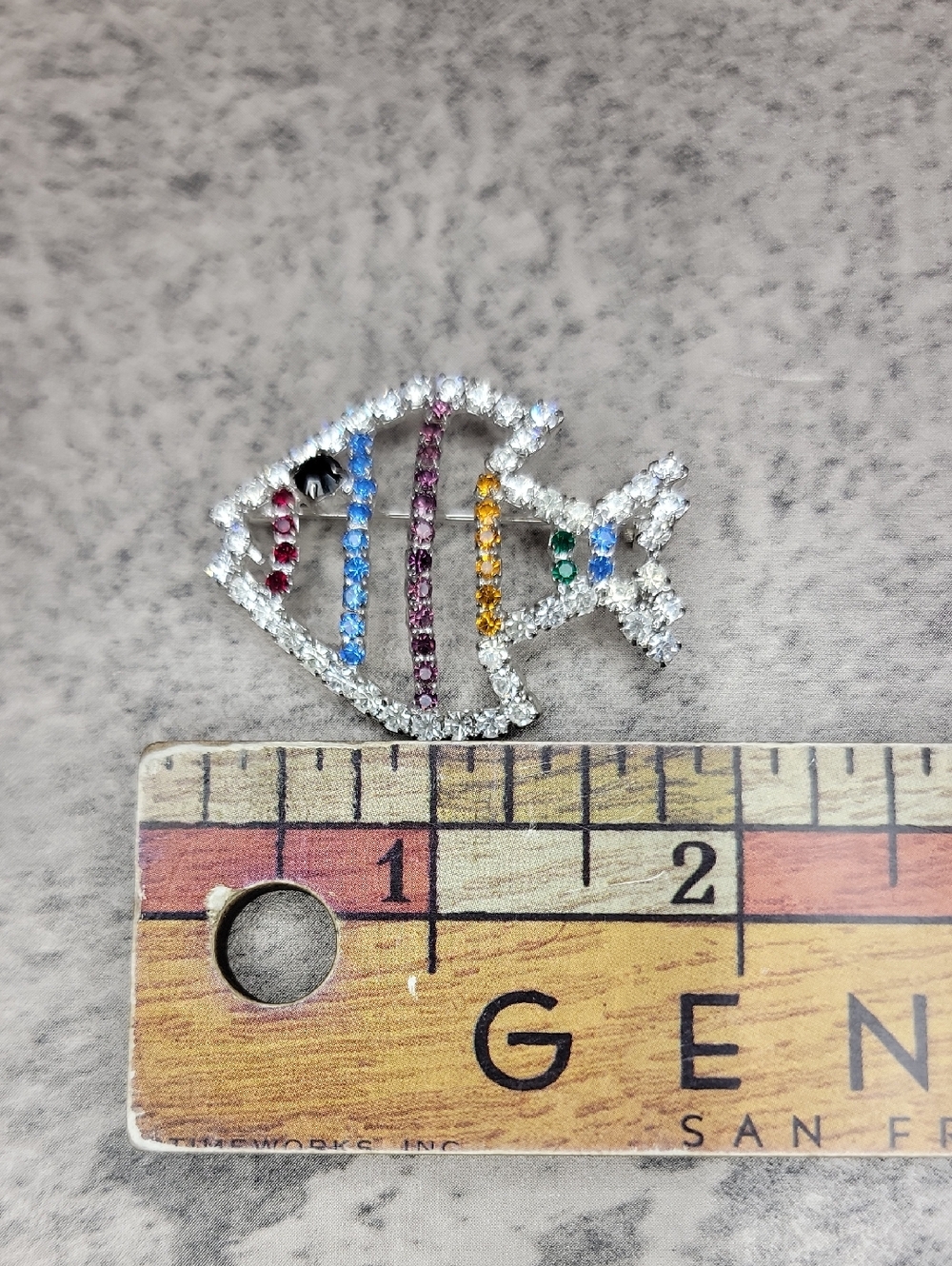 Vintage Rhinestone Fish Brooch - Picture 6 of 8